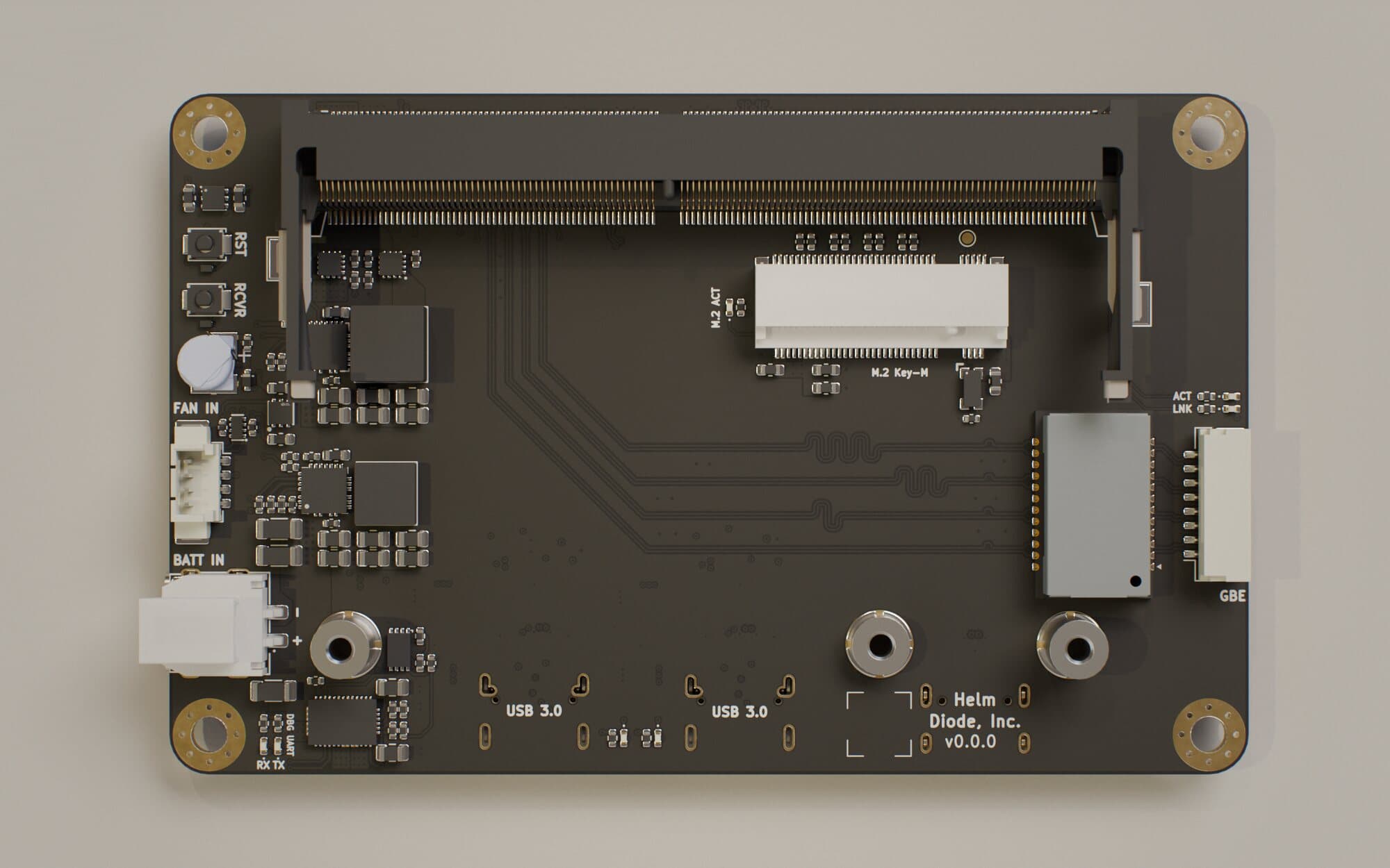 Helm board, top view